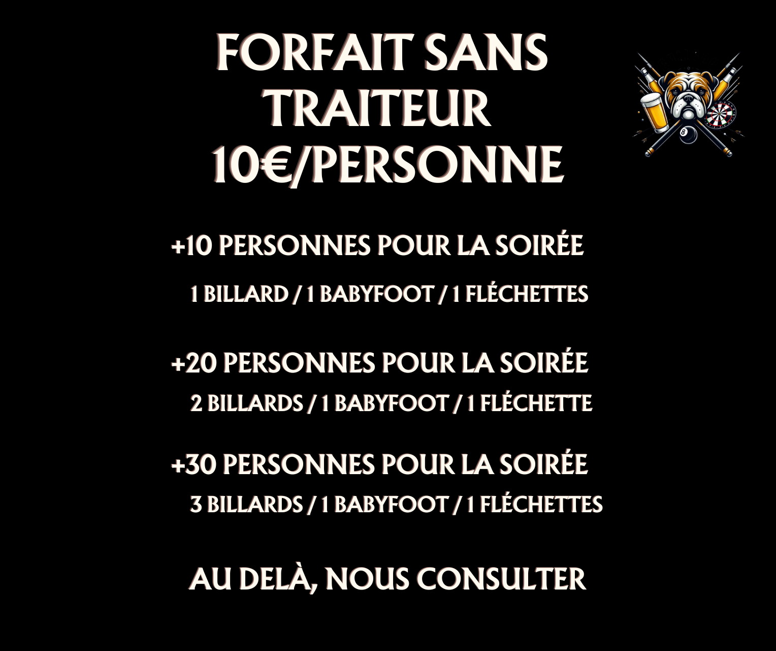 FORFAIT BILLARD SANS TRAITEUR